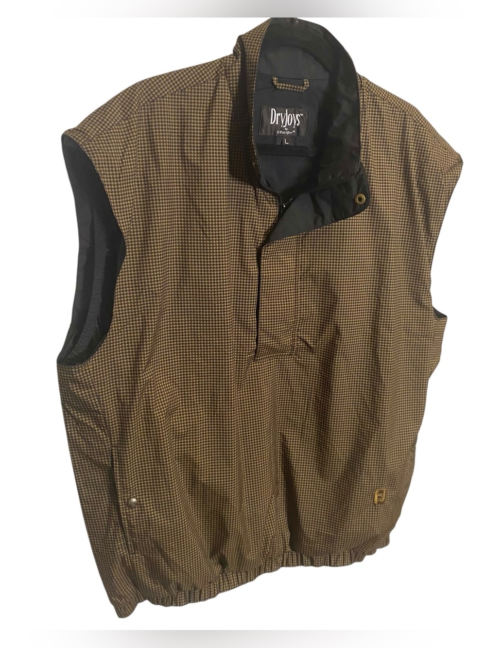 Dryjoys Footjoy Houndstooth Golf Vest Sleeveless Jacket Y2K Brown Mens Large